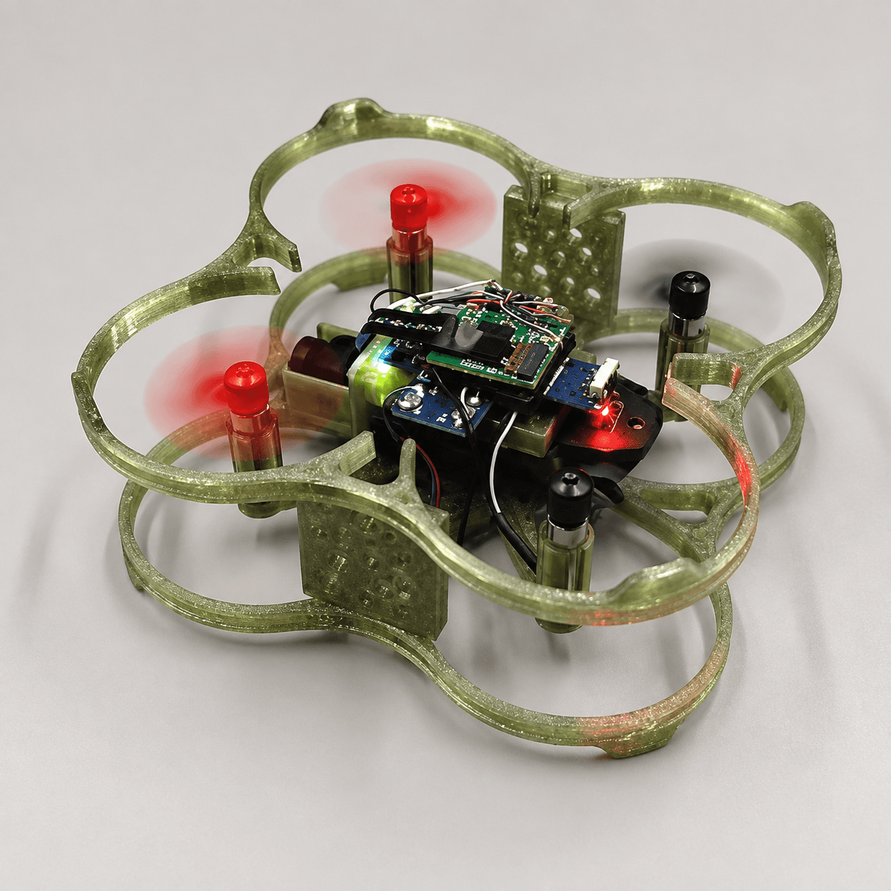 AeroLite FPV drone with a printed frame and propeller guardians