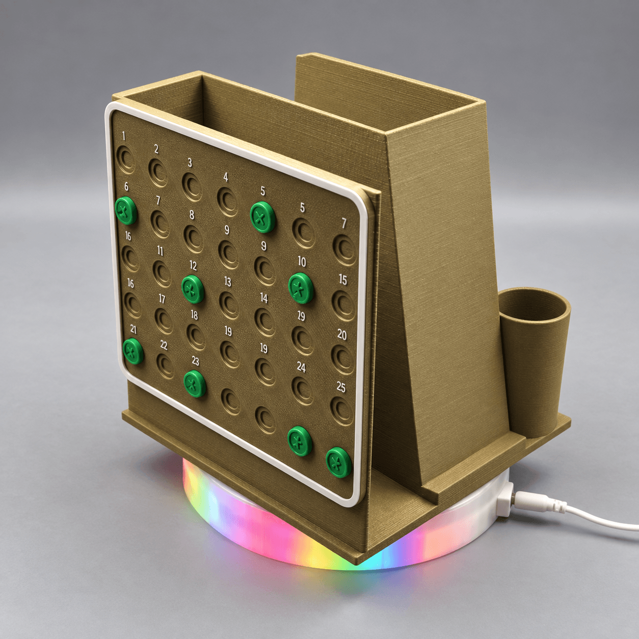 Multifunctional bookshelf with a numbered magnetic calendar and LED base